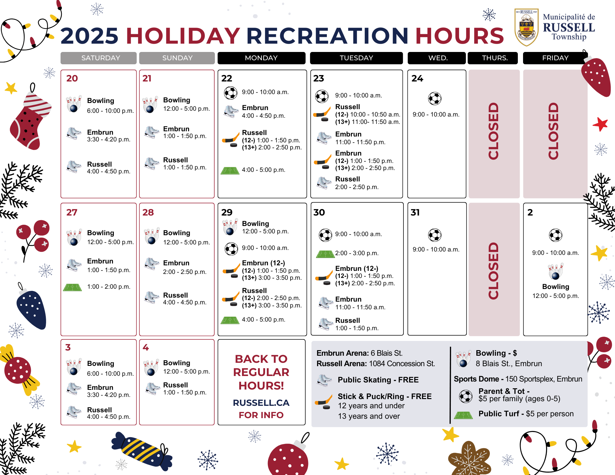Recreation Calendar Recreation Calendar
