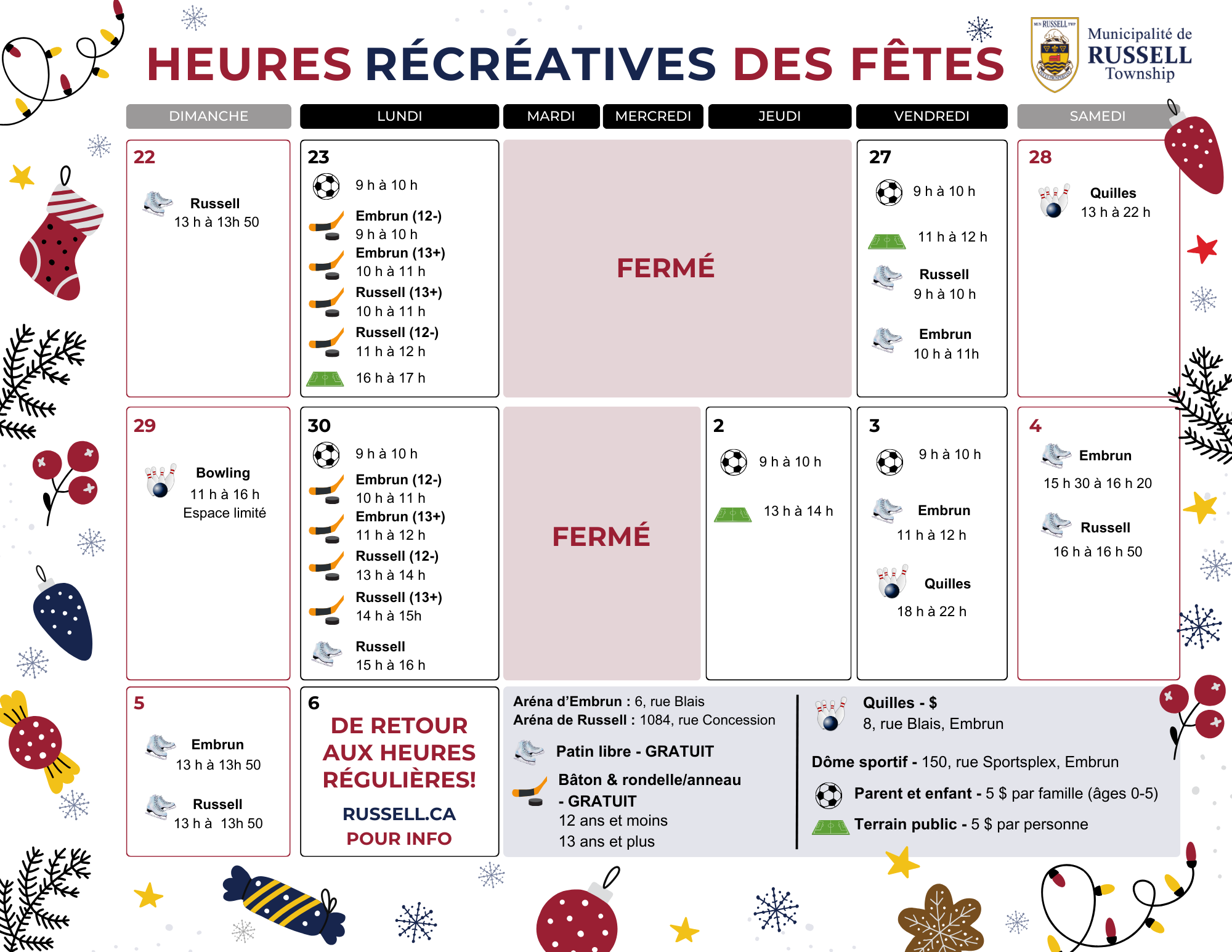 Heures récréatives des fêtes