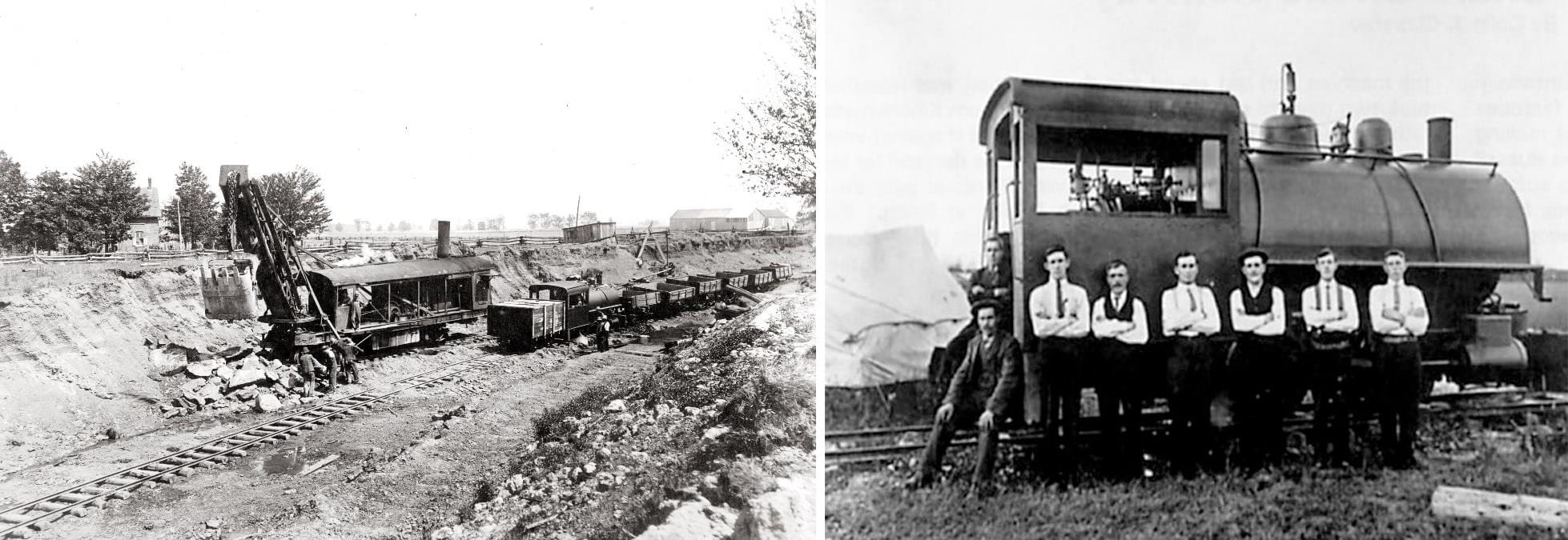 Wagons dans la carrière et une locomotive à vapeur a selle
