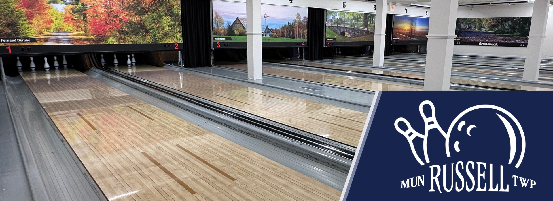 Bowling lanes and logo