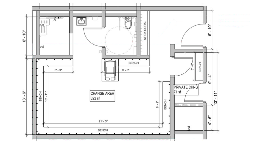 Floor plans of the changeroom