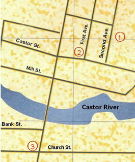 Carte démontrant les lieux de l’église