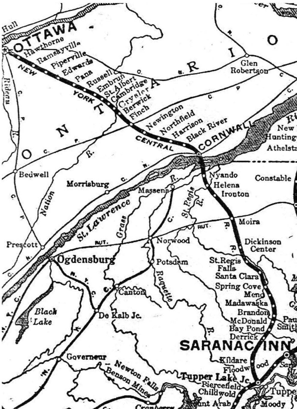  Carte du chemin de fer New York Central