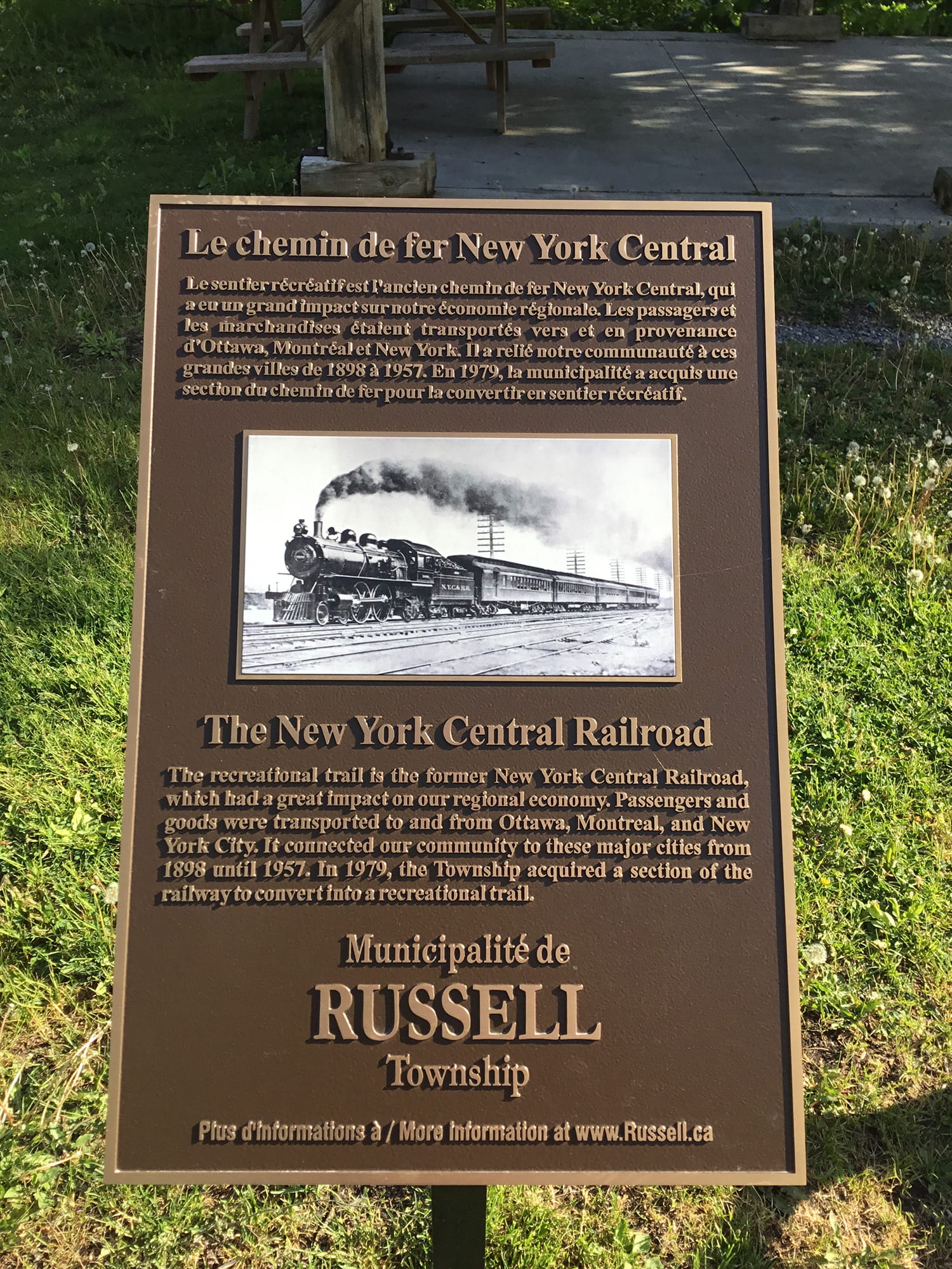 The New York Central Railroad Historical Plaque