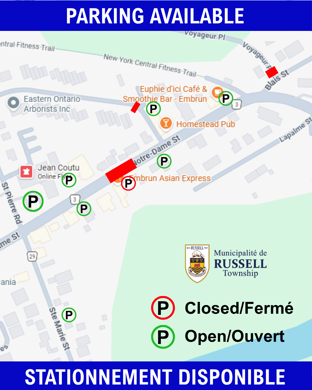 Zone for road closure